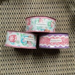 Christmas Wired Edge Ribbons Bundle 1.5” x 30” New